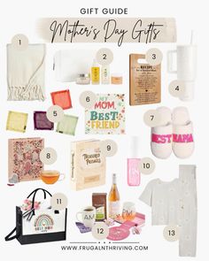 mother's day gift guide for the mom in your life, including gifts and personal care items