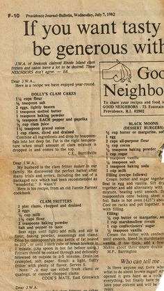 an old newspaper article with the words if you want tastyy be generous with a good neighbor