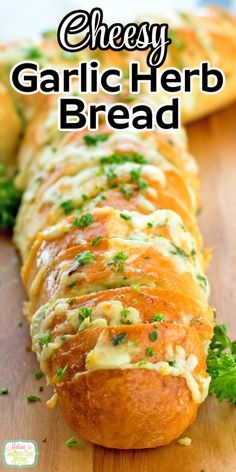 Cheesy Garlic and Herb Bread Garlic Herb Bread Recipe, Garlic And Herb Bread, Garlic Herb Bread, Cheesy Garlic Bread Recipe, Loaves Of Bread, Tgi Fridays, Bread Homemade