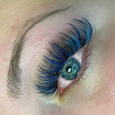 Blue Eyelash Extensions, Blue Lash Extensions, Blue Lashes, Lash Design, Eyeshadow Blue, Alt Makeup