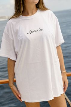 Now you never have to hide your bikini under a cover-up again! 100% cotton. Sizing is unisex, meant to fit oversized like a coverup. T-shirt does not come cut at the neck. Summer Cotton T-shirt, White Unisex Tops For Loungewear, Cotton Relaxed Fit Cover-up For Summer, Cotton T-shirt For Beach Season Loungewear, Oversized Cotton Casual Cover-up, Cotton Cover-up For Poolside, Summer Cotton Poolside Cover-up, Oversized Cotton T-shirt For Beach, Oversized Cotton T-shirt For The Beach