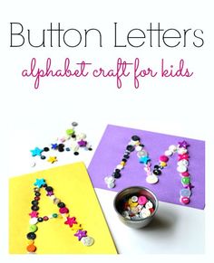 an alphabet craft for kids with buttons on it and the letter a next to it