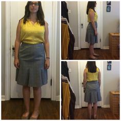 Yellow silk top. I really like the golden color and material, which is why I keep it even though I'm not wild about the cut or fit - just seems a little shapeless and the V-neck seems unfinished. I'd be happy to replace it with a better fit. Golden Color, Plaid Pattern, Thrift Store