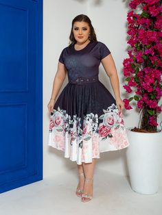 Preto e Branco  Collar  Tecido de malha   Embellished Elasticidade Média  Roupas Femininas Plus Plus Size Dresses, Plus Size