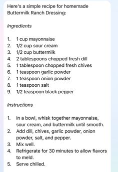 House Dressing Recipe, Buttermilk Ranch Dressing, Buttermilk Ranch, House Dressing, Homemade Buttermilk, Fresh Chives, Fresh Dill, Ranch Dressing