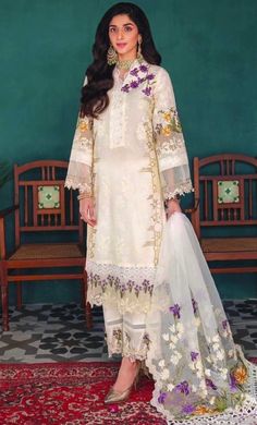 *Brand Name* *ELAF  luxery lawn collection* *lawn fully heavy  embroidered scifflie front with heavy embroidered neck lace  with heavy embroidered spengle work daman boarder with heavy embroidered front bunch* *lawn fully heavy embroidered scifflie back with heavy embroidered back bunch* *lawn fully heavy embroidered scifflie & multi threat sleeves with heavy embroidered sleeves boarder* *organze heavy embroidered spengle work dupta with cut work with 2 side fully heavy embroidered spengle work dupta with cut work* *dyed cambric trozer with heavy embroidered Trouser boarder* Organza Sleeves, Dress Design Patterns, Organza Dupatta, Pakistani Dress Design, Pakistani Designers, Designer Dresses Indian, Neck Lace, Embroidery Dress, Cut Work