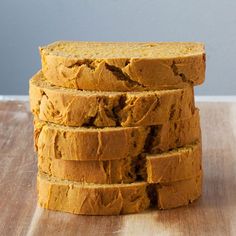 four slices of bread stacked on top of each other