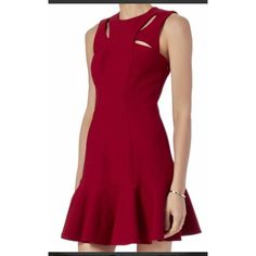 Beautiful Ddress For Cocktail Party For A Fun Night Out. Size 4 Cinq A Sept, Red Fits, Short Cocktail Dress, Short Dresses Casual, Mini Short, Be Back Soon, Black Fringe, Night Out Dress, Hem Dress