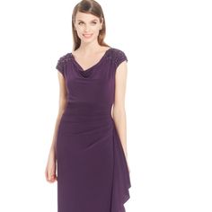 Dress Elegant Purple Midi Evening Dress, Elegant Purple Mother Of The Bride Dress, Elegant Purple Mother Of The Bride Evening Dress, Alex Evenings, Color Purple, Evening Dresses, Womens Dresses, Purple, Dresses