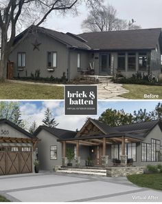 before and after photos of a house in the process of remodeling it