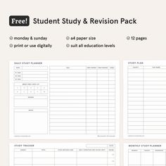 the student study and revsion pack is shown in three different sizes, including one for each