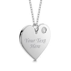 PRICES MAY VARY. Stunning Engravable Heart Necklace with April Birthstone for Women - Sterling silver personalized engravable heart necklace with simulated birthstone on diamond cut cable chain, cubic zirconia gemstone Diamond, simulated birthstone for April; Custom engravable women's pendant necklaces; Durable secure lobster clasp closure. Fine Quality Sterling Silver Heart Necklace Engravable – Made from solid sterling silver 925, stamped for authenticity (not silver plated), and rhodium-plate Engraved Heart Necklace, Sterling Silver Heart Necklace, Engraved Pendant, April Birthstone, Pendant For Women, Silver Heart Necklace, Engraved Gifts, Sterling Silver Heart, Personalized Necklace