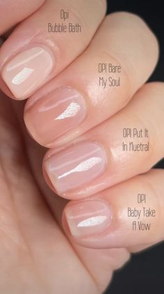 Regular Nail Polish French Tips, Elle Nail Polish, Milk Bottle Manicure Color, Nail Polish For Natural Nails, Honeymoon Pedicure Ideas, Clear Polish Pedicure, Natural Manicured Nails, Pale Neutral Nails, S S Nails