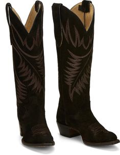 Suede Cowgirl Boots, Tall Cowboy Boots, Embroidery Heels, Tall Western Boot, Black Cowgirl Boots, Womens Work Boots, Womens Denim Dress, Western Boots Women, Ostrich Leather