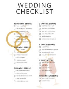 a wedding checklist with champagne glasses on it