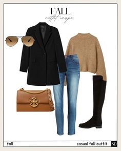 Fall outfits, fall outfits women, fall outfits aesthetic, fall outfits for school, fall outfits 2023, fall outfits casual, fall outfits 2023 trends, fall outfit ideas, casual fall outfits, black blazer outfits, knee high boots, brown bag outift, jeans outfit Fall Jeans Outfit 2023, Outfits 2023 Trends, Outfits 2023 Fall, Aesthetic Fall Outfits, Women Fall Outfits, Fall Outfits Aesthetic