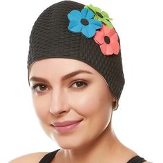 Beemo Swim Bathing Caps For Women Latex Swim Hat - Black With Pin,Green And Royal Flowers Top-Quality Accessories from Beemo A premier online retailer, Beemo is dedicated to providing high-quality products for men, women and children without the high expense. Each product is designed using high-quality materials and craftsmanship to offer the perfect combination of comfort and long-lasting use for years to come. From swim caps and goggles, to shower slippers and hot water bottles, Beemo products Black Breathable Beanie Hat, Breathable Gray Hats For The Beach, Black Beanie For Sports, Adjustable Black Beanie Hat, Black Sports Hats, One Size Fits Most, Black Baseball Cap For Beach, Adjustable Sports Beanie Hat, Beach Black Baseball Cap, Royal Flowers