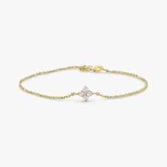 Handmade Diamond Clover Bracelet Clover Bracelet, Clover Charm, Four Leaves, Diamond Carat, Leaf Clover, Four Leaf Clover, Clover Leaf, Yellow Rose, Natural Diamonds