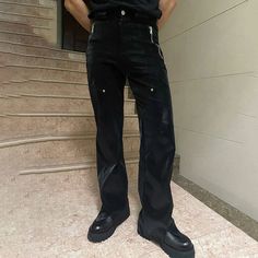 Applicable Scene: Daily Fabric Type: Denim Pant Style: STRAIGHT Material: Faux Leather Applicable Season: Spring and Autumn Closure Type: zipper fly Fit Type: regular Gender: MEN Decoration: rivet Waist Type: high