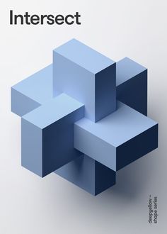 the cover of an interactive magazine with blue cubes and text that reads, intersect