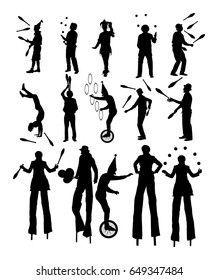 the silhouettes of people doing different activities