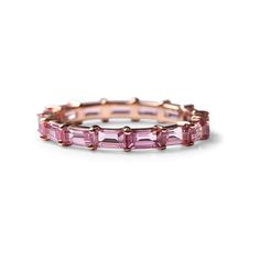 Pink Wedding Band, Baguette Eternity Band, Pink Sapphire Band, Eternity Band Set, Sapphire Eternity Band, Sapphire Eternity Ring, Sterling Silver Wedding Band, Sapphire Band, Pink Sapphire Ring