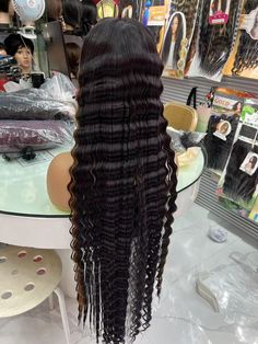 40inch Extra Long Deep Wave Lace Front Wigs Black with Auburn Brown Highlight Deep Wave Lace Front Wigs, Wigs Black, Auburn Brown, Wig Styling, Lace Frontal Wigs, Human Braiding Hair, Brown Highlights, Deep Wave, Long Style