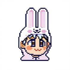 an image of a pixel art character with bunny ears