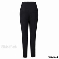 Olivia Mark - Premium Black Iconic High Waist Button Front Crop Skinny Tapered Pants High-rise Pants With Button Closure For Work, High Rise Pants With Button Closure For Work, High Rise Buttoned Work Pants, High Rise Buttoned Pants For Workwear, High Rise Pants With Buttons For Work, High Waist Business Casual Bottoms With Buttons, High Waist Bottoms With Buttons For Business Casual, Modern Black High-stretch Bottoms, Black Slim Fit High-waisted Pants