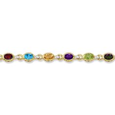 Diamond & Multicolor Gemstone Bracelet 14k Yellow Gold 9.62ct Multicolor Birthstone Gemstones For Formal Occasions, Formal Multicolor Birthstone Gemstones, Color Stones Jewelry, Orange Citrine, Bracelet Diamond, August Birthstone, January Birthstone, November Birthstone, Mystic Topaz