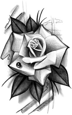 a pencil drawing of a rose