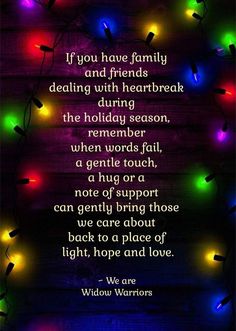 a poem written in front of christmas lights with the words, if you have family and friends