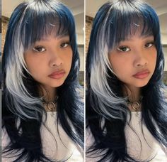 Wolf Cut Haircut, White Hair Dye, Blue White Hair, Wig Inspiration, Lavender Shades, Pretty Body, Wolf Cut