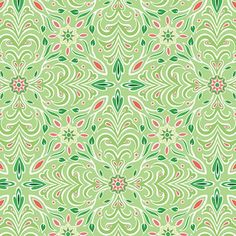 a green and red floral pattern