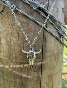 Western Cow Skull Necklace Necklace Size Adjustable to 19.7 inch x 21.7 inch Made with alloy metals Western Cow Skull, Boho Cow Skull, Cowgirl Jewelry, Turquoise Leather, Cow Skull, Skull Necklace, Western Boho, Necklace Size, Pricing Jewelry