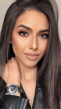 Wedding Makeup For Brown Green Eyes, Makeup With Dark Hair, Casual Smokey Eye Makeup, Makeup Looks Fair Skin Dark Hair, Formal Winter Makeup, Bridesmaid Makeup Hooded Brown Eyes, Boss Babe Makeup Look, Wedding Makeup For Big Eyes, Simple Make Up Looks For Brown Eyes