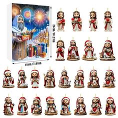 the twelve days of christmas figurines have been set up in different styles and colors