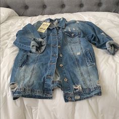 Nwt Oversized, Distressed Denim Jacket. Oversized Distressed Denim Jacket, Distressed Denim Jacket, Jean Jackets, Distressed Denim, Jean Coat, Jean Jacket, Denim Jacket, Color Blue, Jackets & Coats