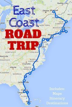 the road map for east coast road trip