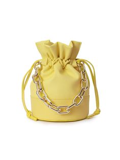 Editor's NotesVIVICHO's bag is simple and perfect for daily wear.- Light-weighted- Eye-catching wrinkle shirring detail- Replaceable chain strap- Drawstring closure- Adjustable shoulder strap- Feminine and unique style*Chain strap is for additional purchaseMeasurements(in.)- Size: 6.69in. (W) / 9.06in. (L) / 6.69in. (D)- Chain Strap: 14.96in.- Shoulder Strap: 42.13in. ~ 46.85in.- Weight: 8.47oz.Composition & Care- Synthetic leather- Avoid direct heat and moisture- Use a dry cloth to remove m Luxury Yellow Double Handle Bucket Bag, Bucket Bag With Chain Strap, Everyday Crossbody Bucket Bag With Chain Strap, Trendy Everyday Bucket Bag With Chain Strap, Trendy Bucket Bag With Chain Strap For Everyday, Everyday Bucket Shoulder Bag With Chain Strap, Spring Crossbody Bag With Chain Strap, Trendy Crossbody Bucket Bag With Chain Strap, Trendy Bucket Bag With Chain Strap For Travel