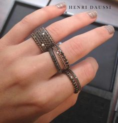 Victorian Rings Vintage, Henri Daussi, Black Diamond Bands, Black Diamond Bracelet, Black Diamond Jewelry, Diamonds Direct, Vintage Jewellery Rings, Accesories Jewelry, Bangles Jewelry Designs