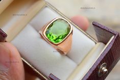 Handcrafted beautiful 925 solid silver ring **NOTE - BOX IS NOT INCLUDED** => Ring Size - Select ring size from drop down list => Gemstone Type - Peridot quartz => Gemstone Size - 12 mm x 16 mm => Metal Type - Select metal from drop down list Available in :- ✪ Copper ✪ 925 Solid sterling silver ✪ 22k rose gold filled ✪ 22k gold vermeil NOTE - Because we use Natural stones , the color could be slightly different. ~ Feel free to ask me about custom made designs. ❏ Important information Man Ring, Ring Man, Pink Tourmaline Ring, Note Box, Peridot Ring, Peridot Gemstone, Unisex Ring, Women Ring, Ring Women