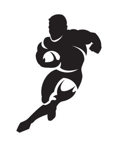 a black and white silhouette of a rugby player