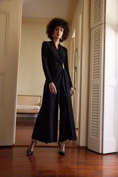 Extravagant and elegant, this Joseph Ribkoff jumpsuit is a must for any forthcoming evening occasion. Black Elegant Luxury Black Pantsuit, Luxury Elegant V-neck Pantsuit, Luxury Black Elegant Pantsuit, Elegant Luxury V-neck Pantsuit, Luxury Pantsuit For Wedding Guest, Pantsuits For Women Wedding Guest, Pantsuits For Women Wedding, Ladies Jumpsuit, Elegant Jumpsuit