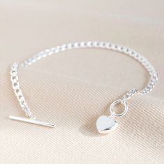 Silver Bracelet With Heart Charm, Silver Chain Bracelet With Heart Charm, Adjustable Silver Heart Charm Bracelet, Silver Heart Bracelet With Toggle Clasp, Silver Heart-shaped Jewelry With Toggle Clasp, Nugget Bracelet, Angel Jewelry, Hand Bracelet, Heart Chain