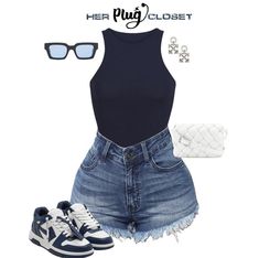 Summer Swag Outfits Women, Baddie Polyvore Outfits, Baddie Outfits Night Out Summer, Simple Outfit Black Women, Summer Outfit With Shorts, Day Time Outfits Summer, Her Plug Closet, Cute Simple Outfits Summer