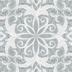 a white and gray tile pattern with swirls