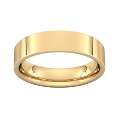 a plain wedding ring in yellow gold, with a slight edge and flat surface on the outside