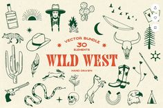 the wild west hand drawn set includes various items