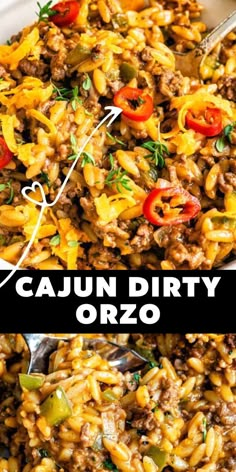 two pictures side by side with the words cajundrity orzo